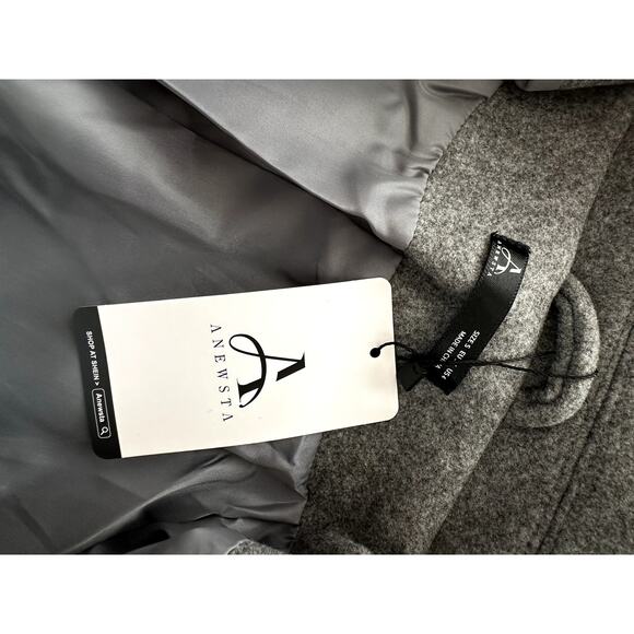 $116 Womens Long Oversized Coat Shein Anewsta Size S US 4 NEW Light Gray Lined - Picture 8 of 10